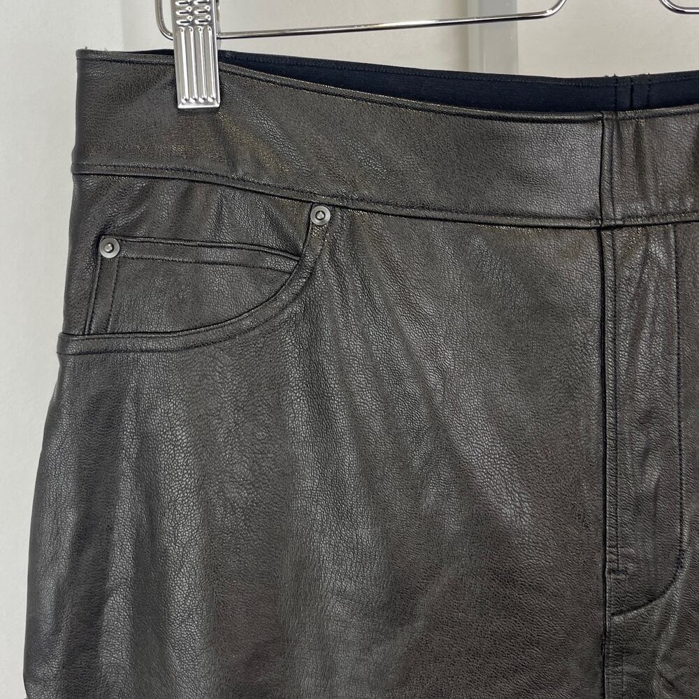 SPANX Leather Like Skinny Ankle Pants 20282R Faux Vegan Pull On Black Size XL - Picture 5 of 11